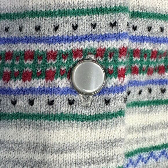 Talbots Fair Isle Cardigan Womens Petites PP Colorful Holiday Lambswool Nordic - Picture 3 of 7